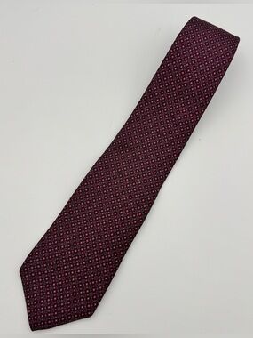 Aquascutum London Silk Tie Red Grey Blue Geometric Medallions England VTG